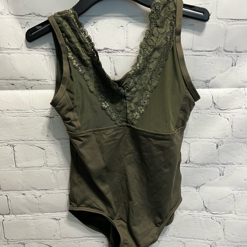 DanzNMotion Olive Green Lace Leotard